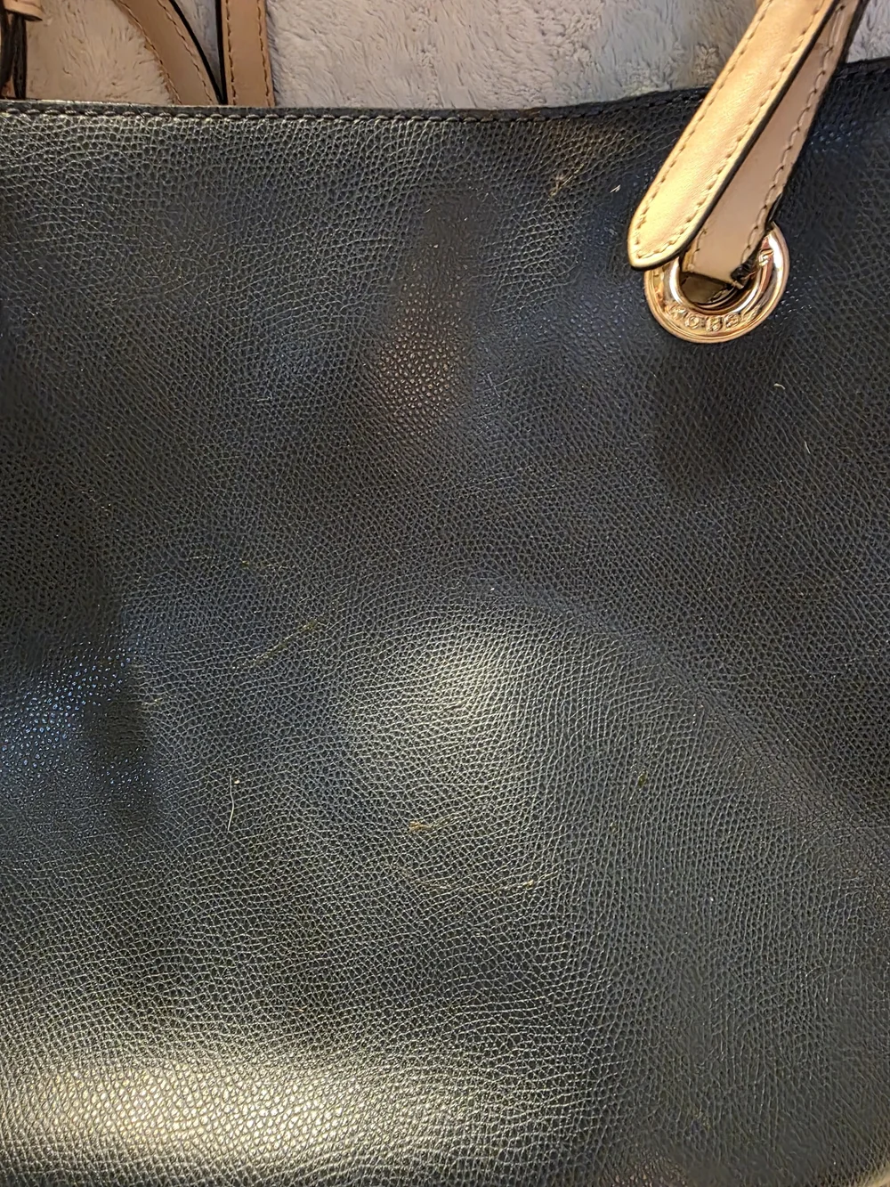 Michael Kors Black Leather Tote with Beige Straps